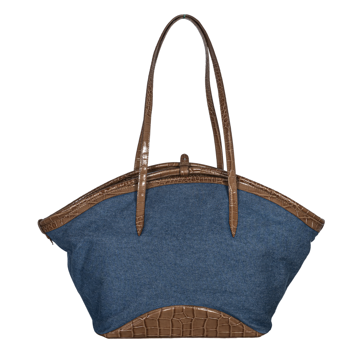 Buti Cassiopea Tote in Denim Jeans Fabric and Calf Cocco Mousse Leather
