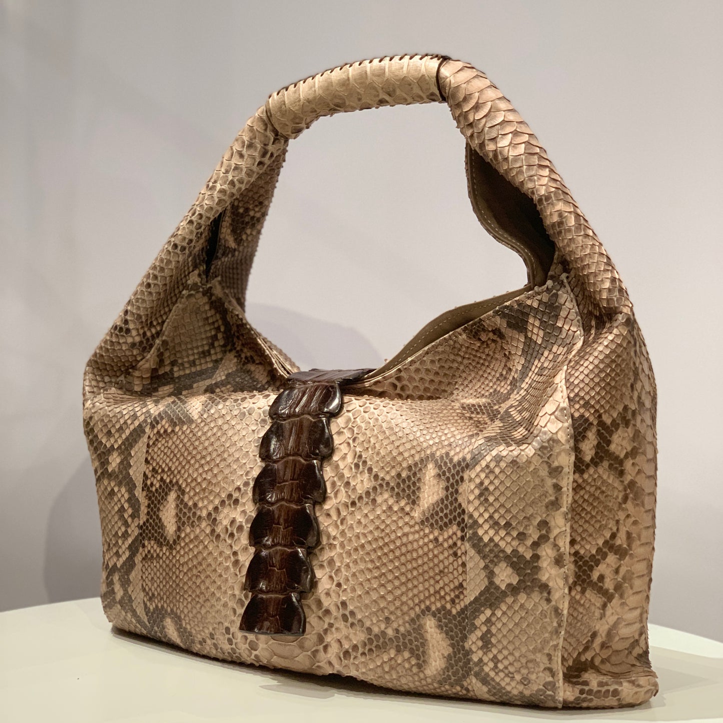 Biagini Legenda Top-Handle Shoulder Bag in Python and Crocodile