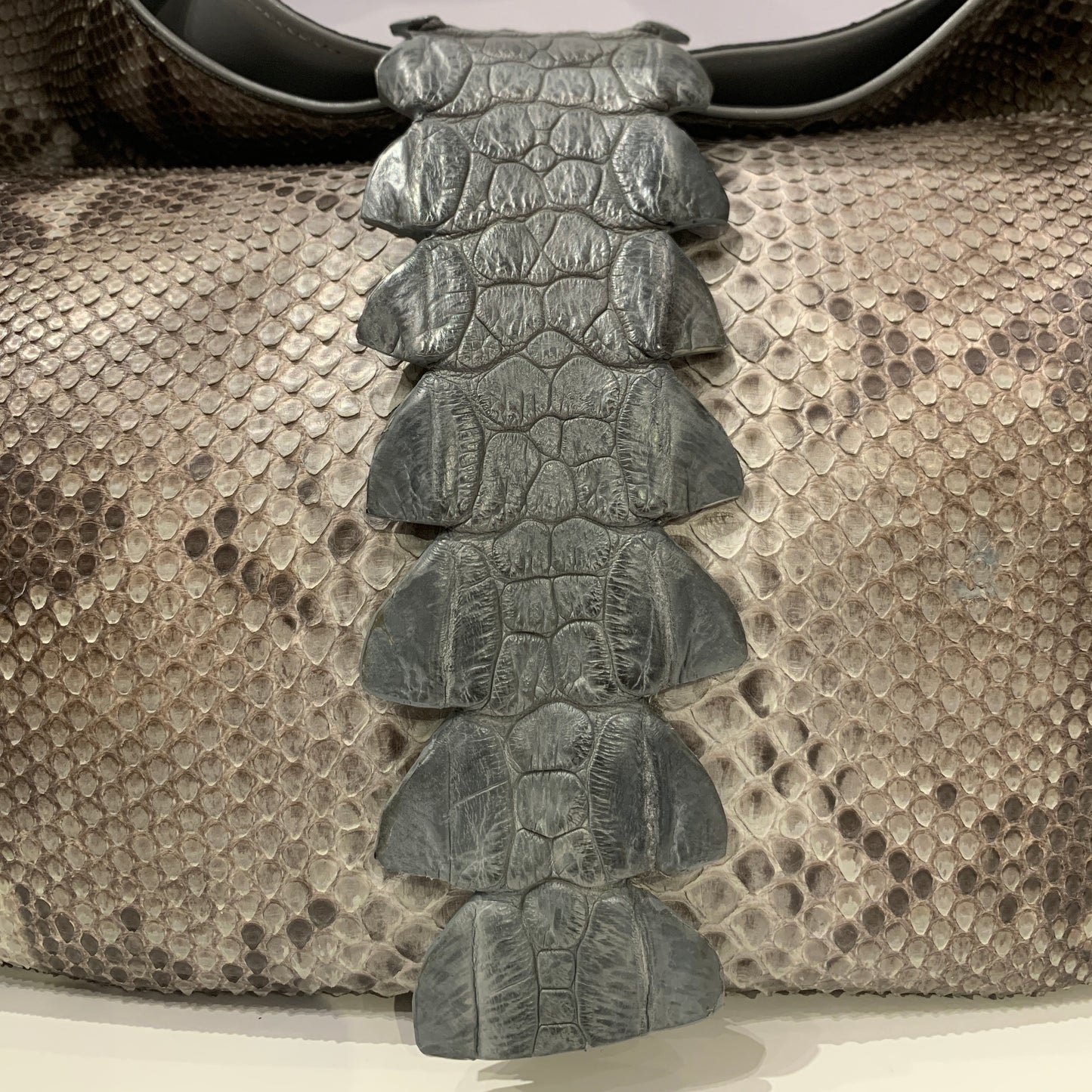 Biagini Legenda Top-Handle Shoulder Bag in Python and Crocodile