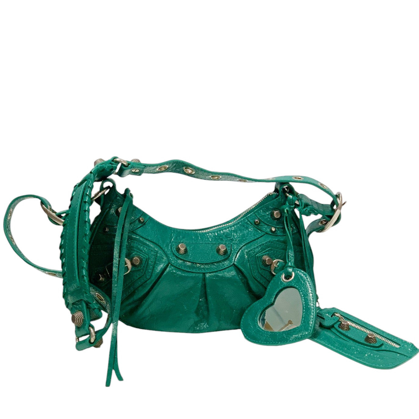 Le Cagole XS Shoulder Bag in Green Lambskin Leather