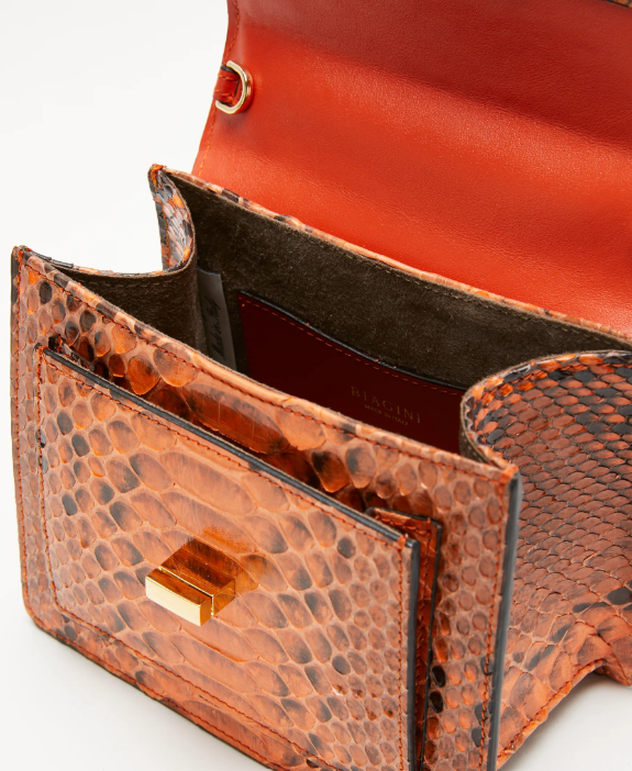 Biagini Animal Charm Orange Toucan Handbag in Python