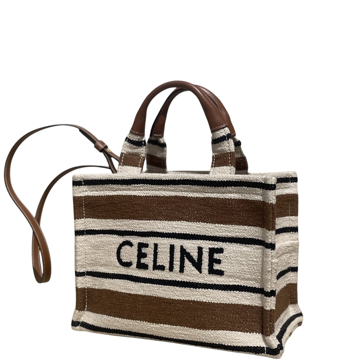 Celine Jacquard Cabas Thais in Striped Textile