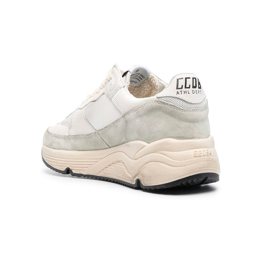GGDB Men's Running Sole - White Leather and Mesh / Gray Suede Overlay / Black Leather Star
