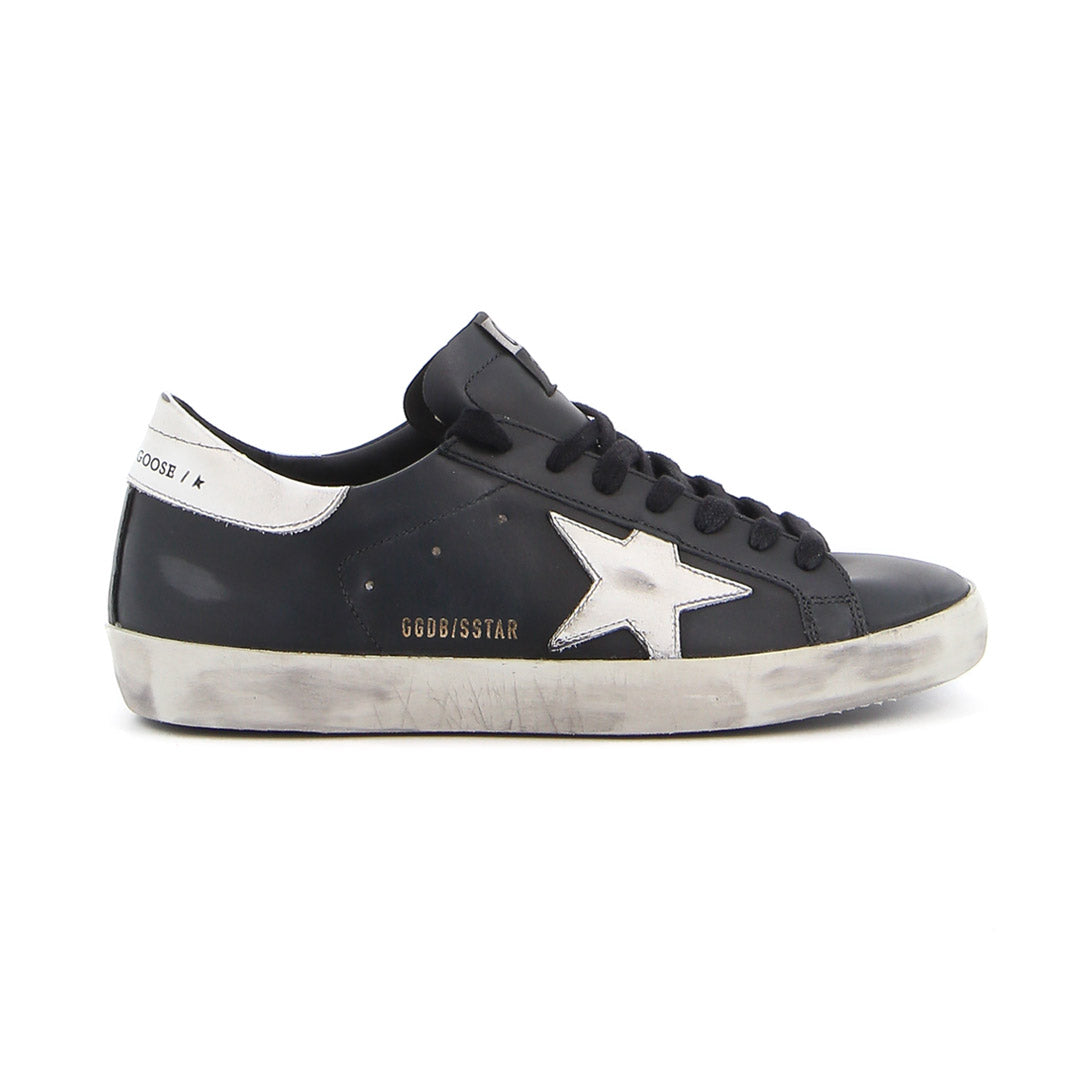 GGDB Men's Super-Star Black Leather White Leather Star and