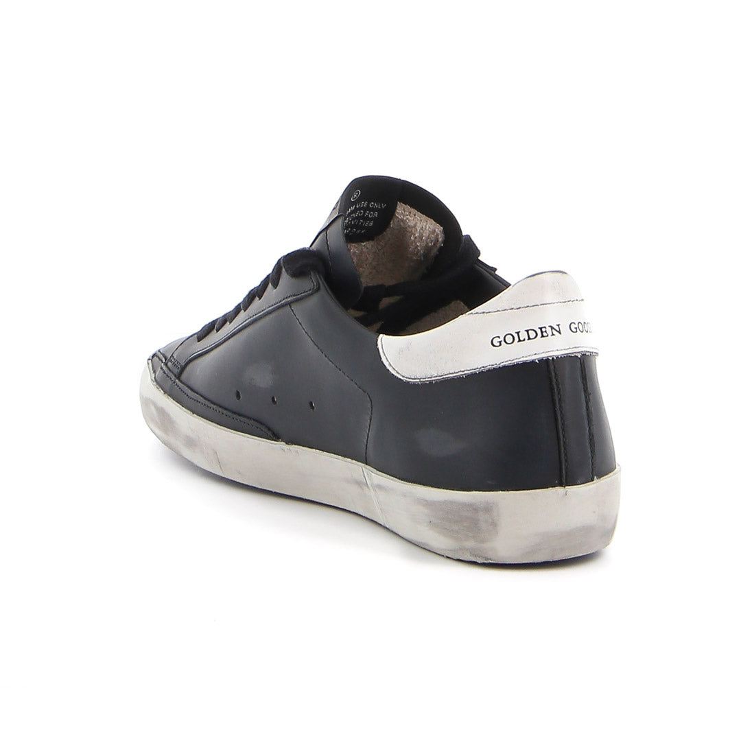 GGDB Men's Super-Star - Black Leather / White Leather Star and Heel Tab / Black Laces