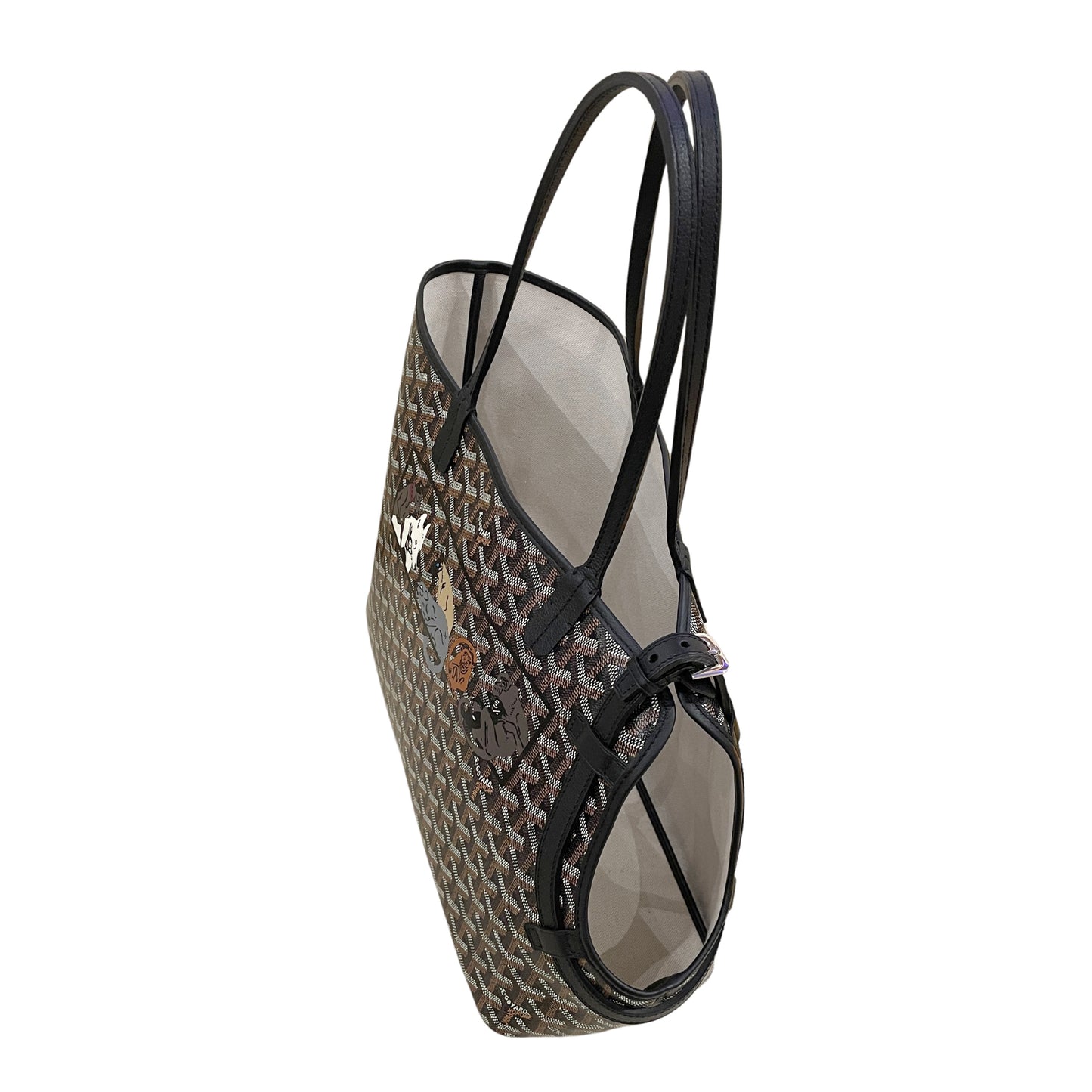 Goyard Dog Carrier Tote Chien Gris Bag with Painted Animals Pattern Marquage