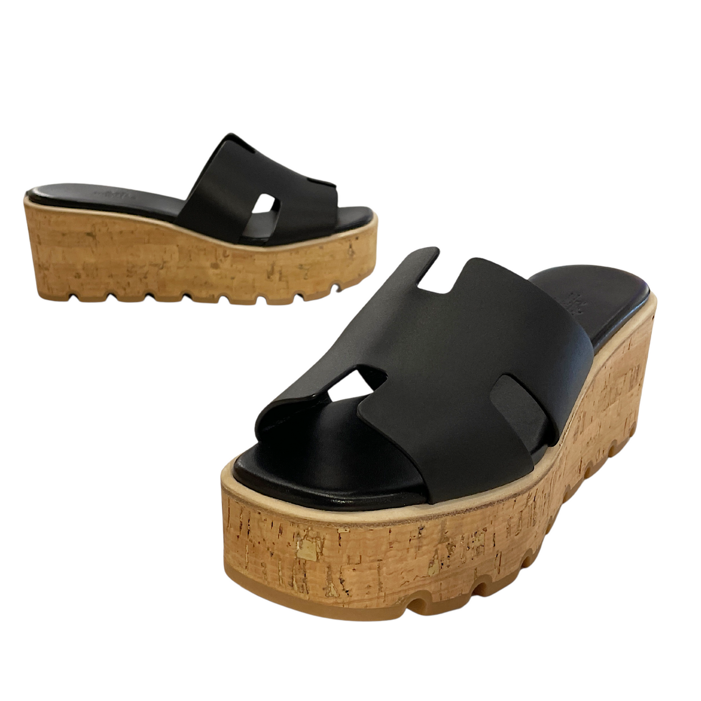 Hermès Eze 30 Platform Sandals in Calfskin Leather and Light Cork