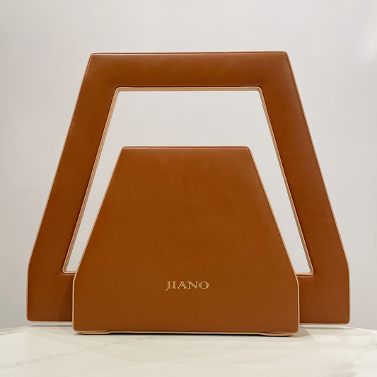 Jiano Two-Tone Irregular Hexagon Bag in Vegetable Leather