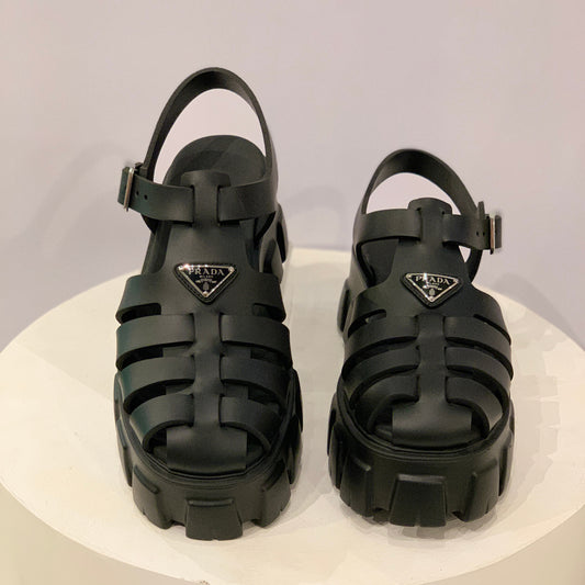 Prada Platform Rubber Monolith Sandals