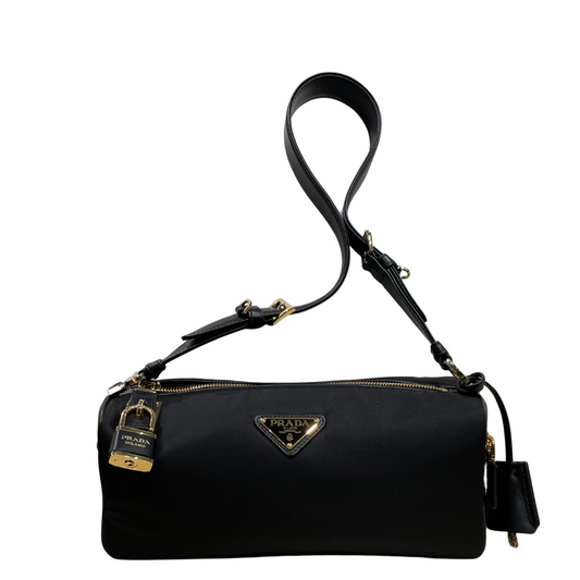 Prada Re-Nylon & Leather Shoulder Bag with Padlock