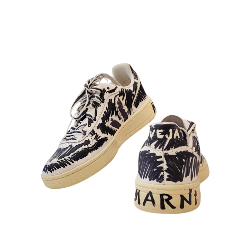 Veja V-10 Leather Sneakers - Full Black Veja x Marni Edition