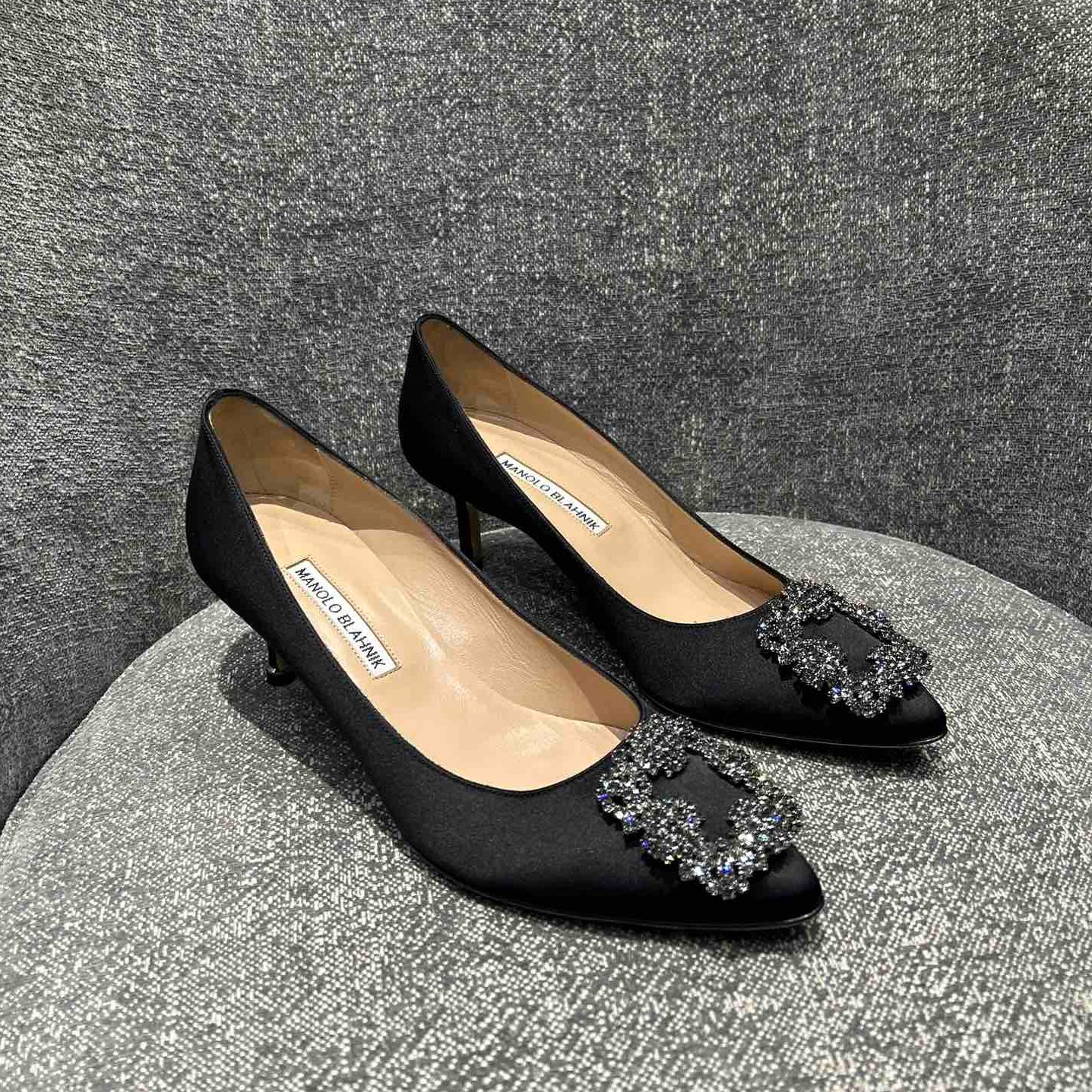 HANGISI SATIN JEWEL HEELS 50MM - Size 35.5 / 39