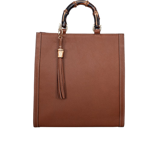 Buti Pelletterie - Dorian Everyday Handbag in Calf Alce Leather with Bamboo Handle