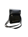 MARNI TRIBECA SHOULDER BAG - BLACK POUCH WITH SHOELACE-STYLE STRAP