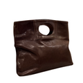 ARTISAN ITALIAN LEATHER PURSE WITH MODERN HANDLE BROWN