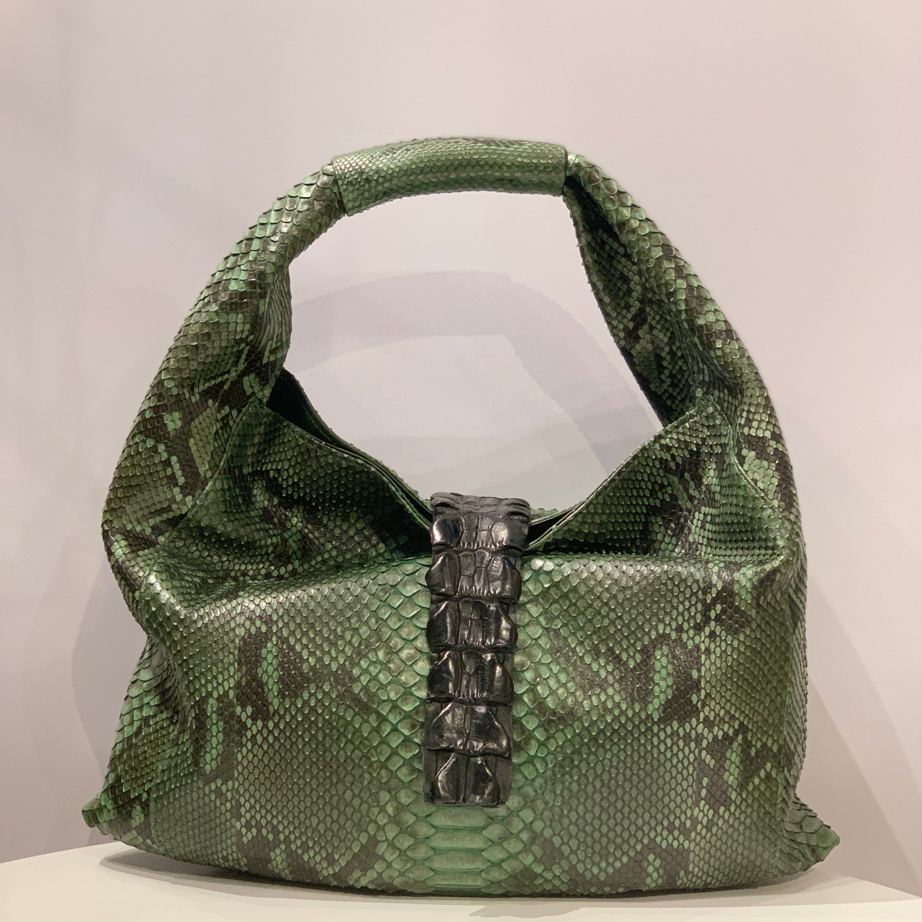 Biagini Legenda Top-Handle Shoulder Bag in Python and Crocodile