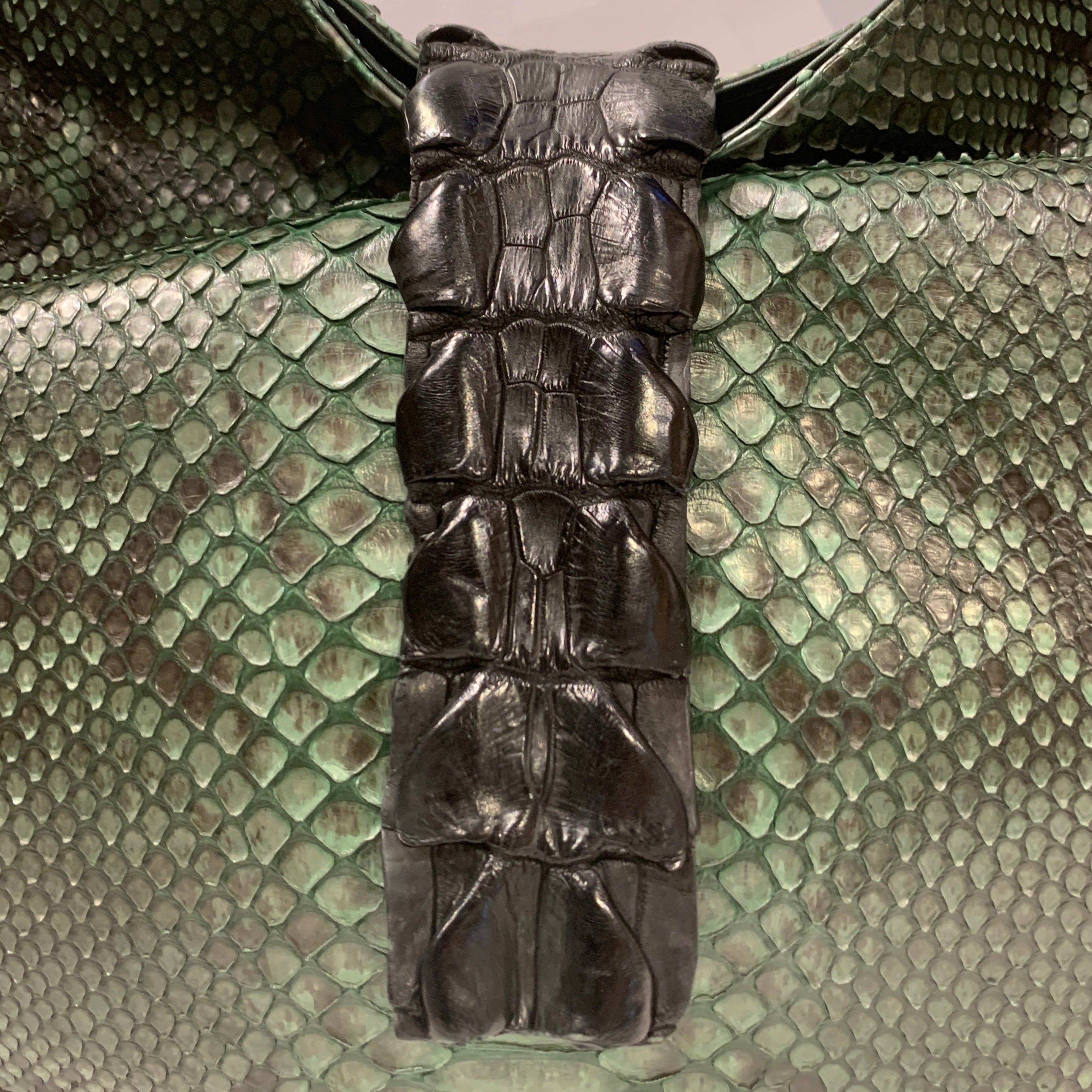 Biagini Legenda Top-Handle Shoulder Bag in Python and Crocodile