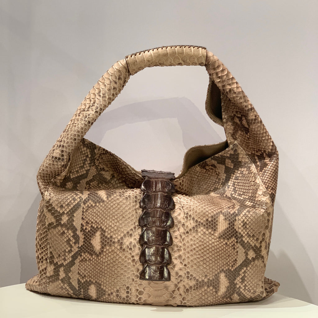 Biagini Legenda Top-Handle Shoulder Bag in Python and Crocodile