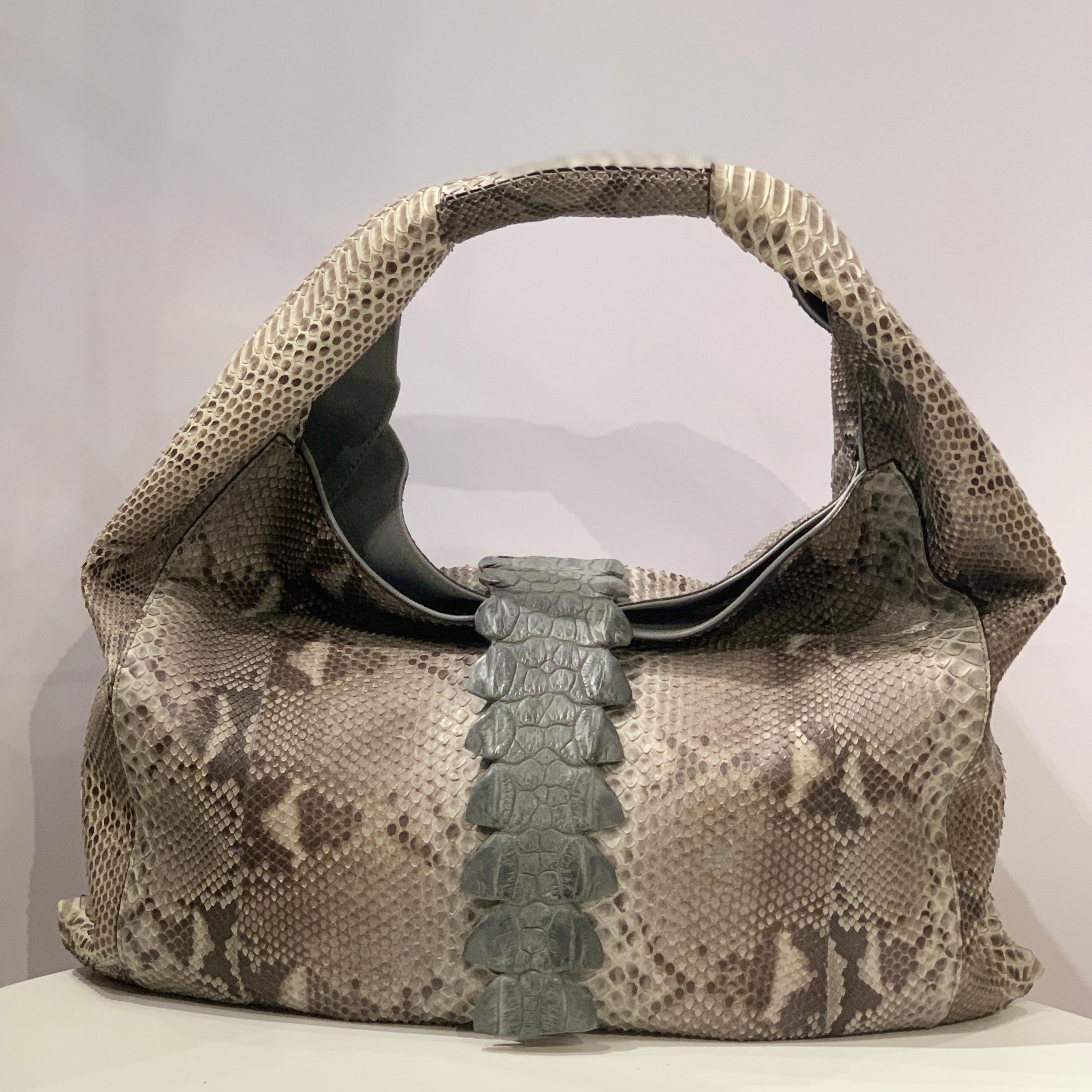 Biagini Legenda Top-Handle Shoulder Bag in Python and Crocodile