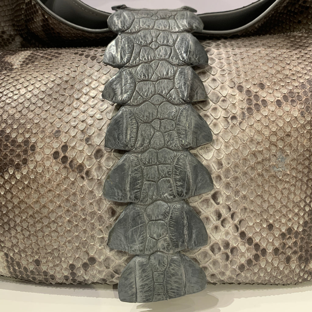 Biagini Legenda Top-Handle Shoulder Bag in Python and Crocodile