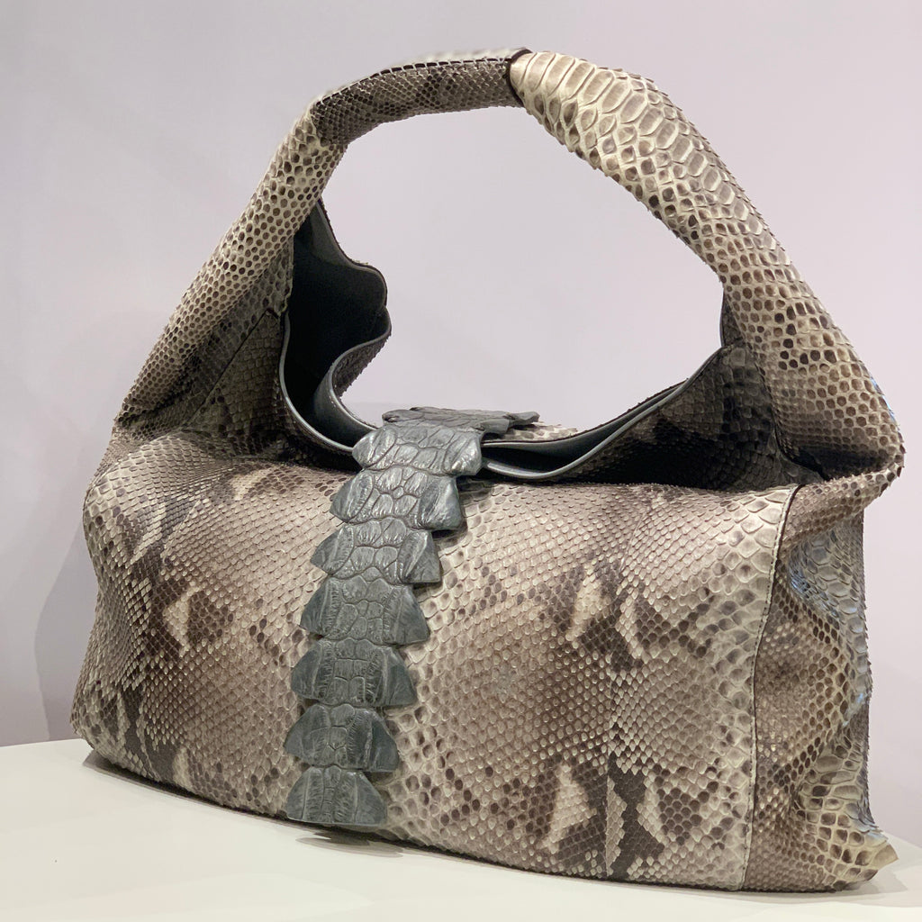 Biagini Legenda Top-Handle Shoulder Bag in Python and Crocodile
