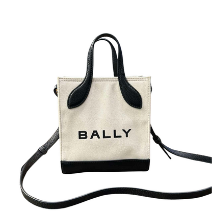 Bally Keep On Bar Tote Bag in Canvas with Grained Leather Trim