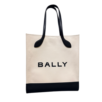 Bally Keep On Bar Tote Bag in Canvas with Grained Leather Trim