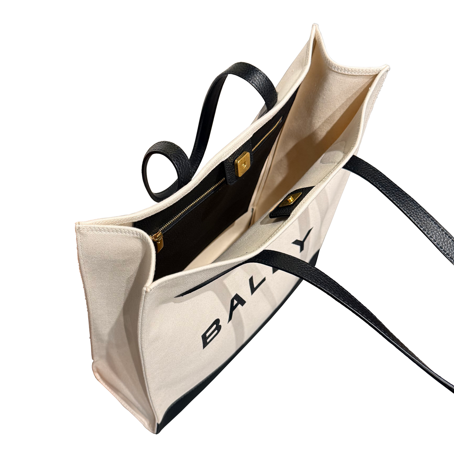 Bally Keep On Bar Tote Bag in Canvas with Grained Leather Trim