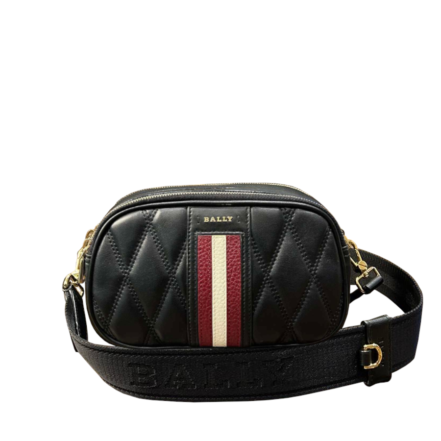Bally Denni Leather Mini Crossbody Bag in Quilted Lambskin with Bally Ribbon