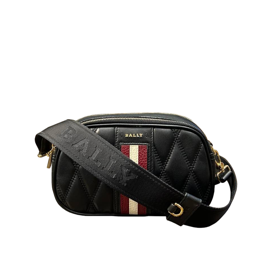 Bally Denni Leather Mini Crossbody Bag in Quilted Lambskin with Bally Ribbon