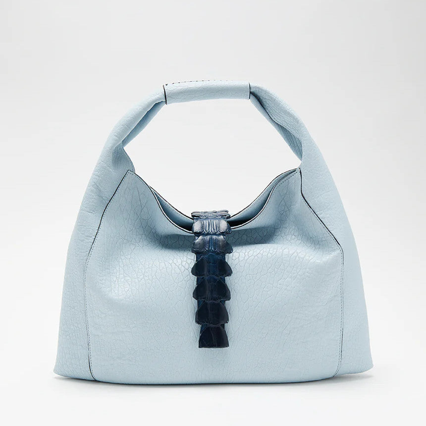 Biagini Legenda Lapis Top-Handle Shoulder Bag in Sheepskin and Crocodile