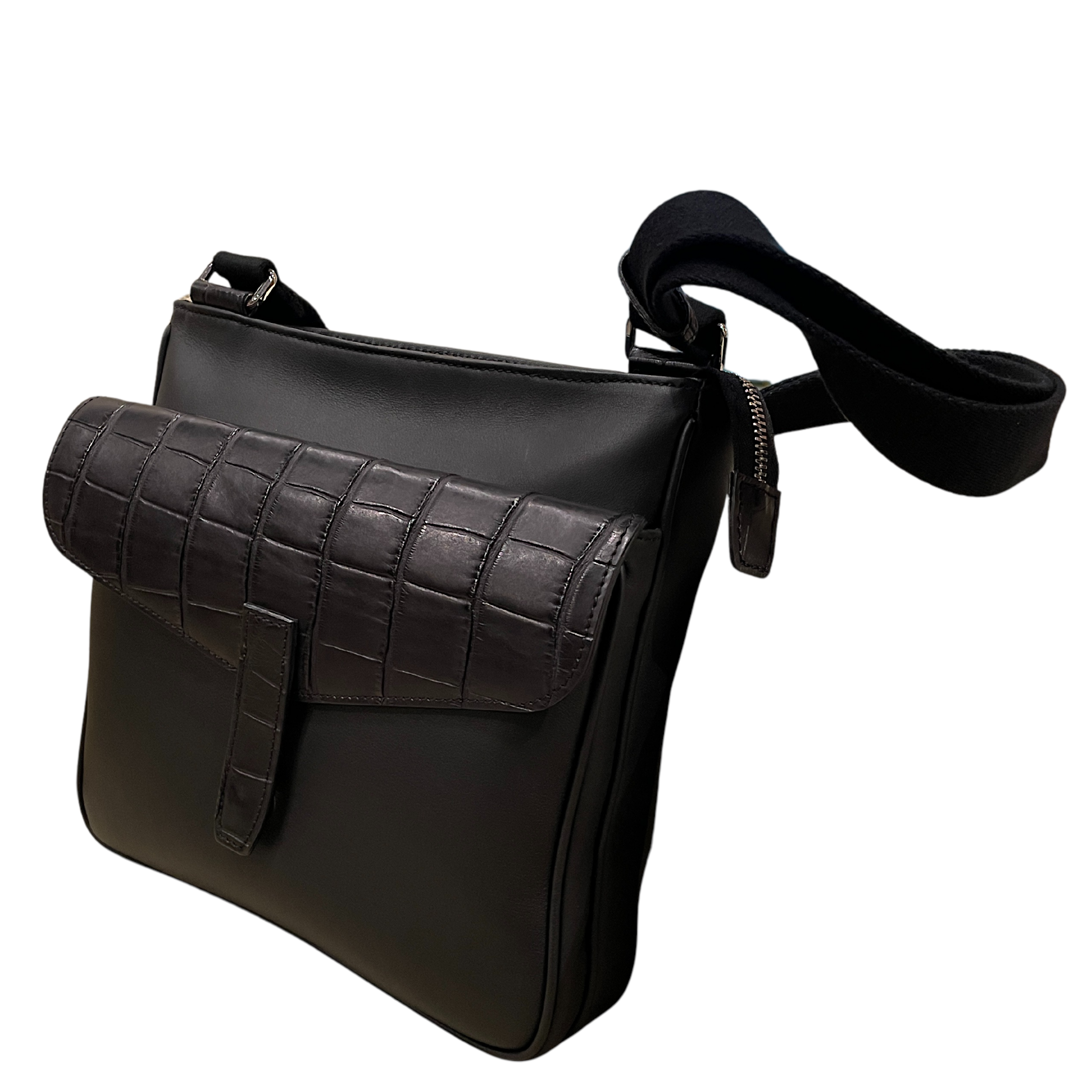 Biagini Dubai Bandoliera Small Shoulder Bag in Crocodile and Leather