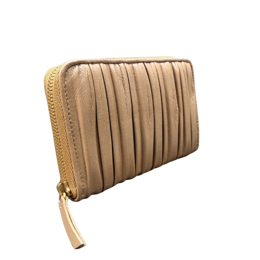 Biagini Softissima Zip Wallet in Pleated Nappa Leather
