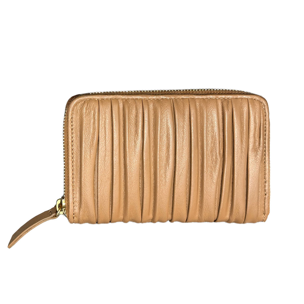 Biagini Softissima Zip Wallet in Pleated Nappa Leather
