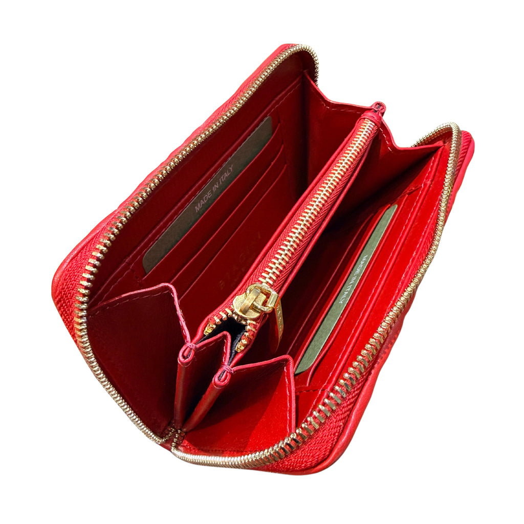 Biagini Softissima Zip Wallet in Pleated Nappa Leather
