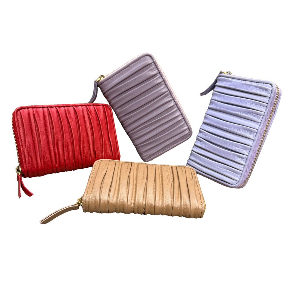 Biagini Softissima Zip Wallet in Pleated Nappa Leather