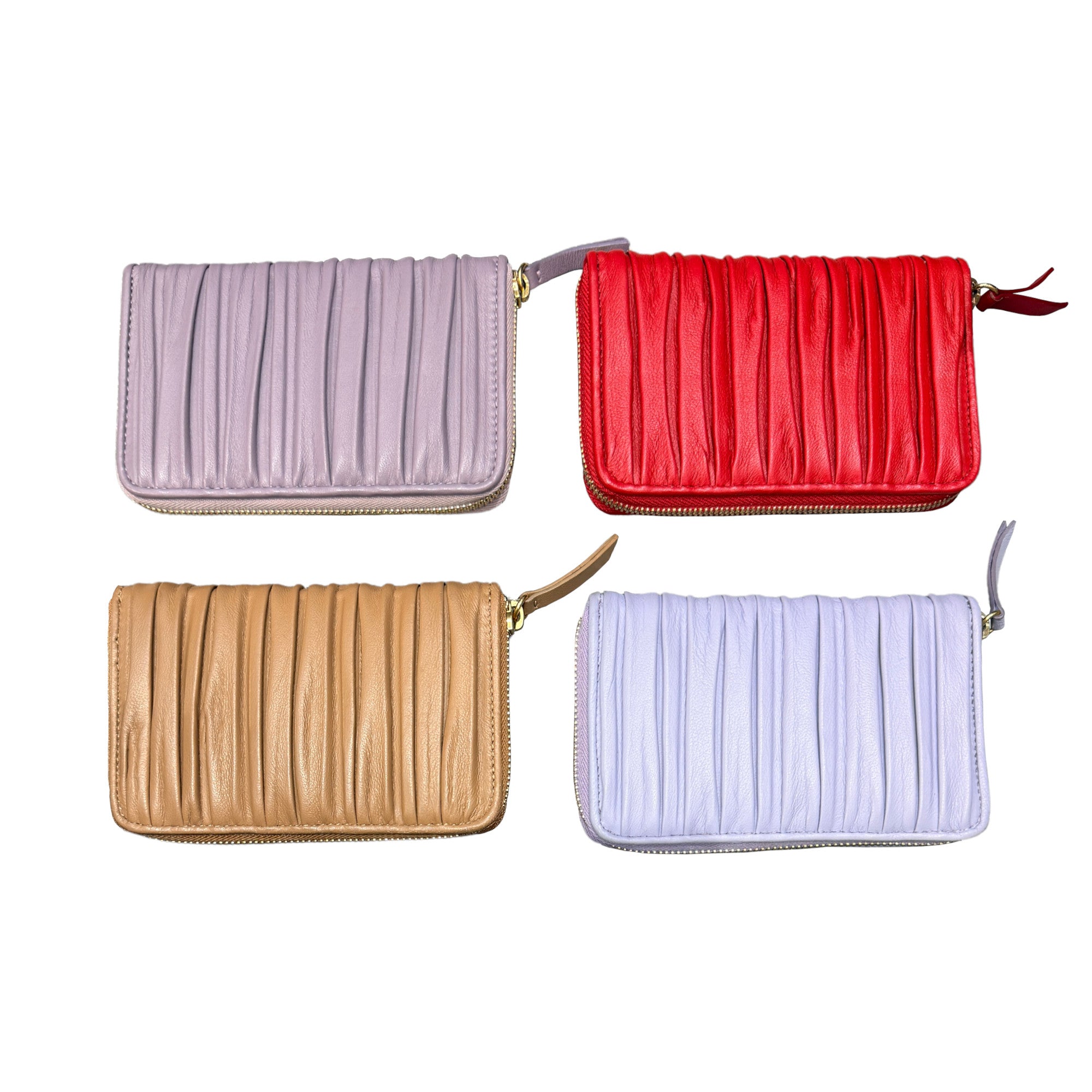 Biagini Softissima Zip Wallet in Pleated Nappa Leather