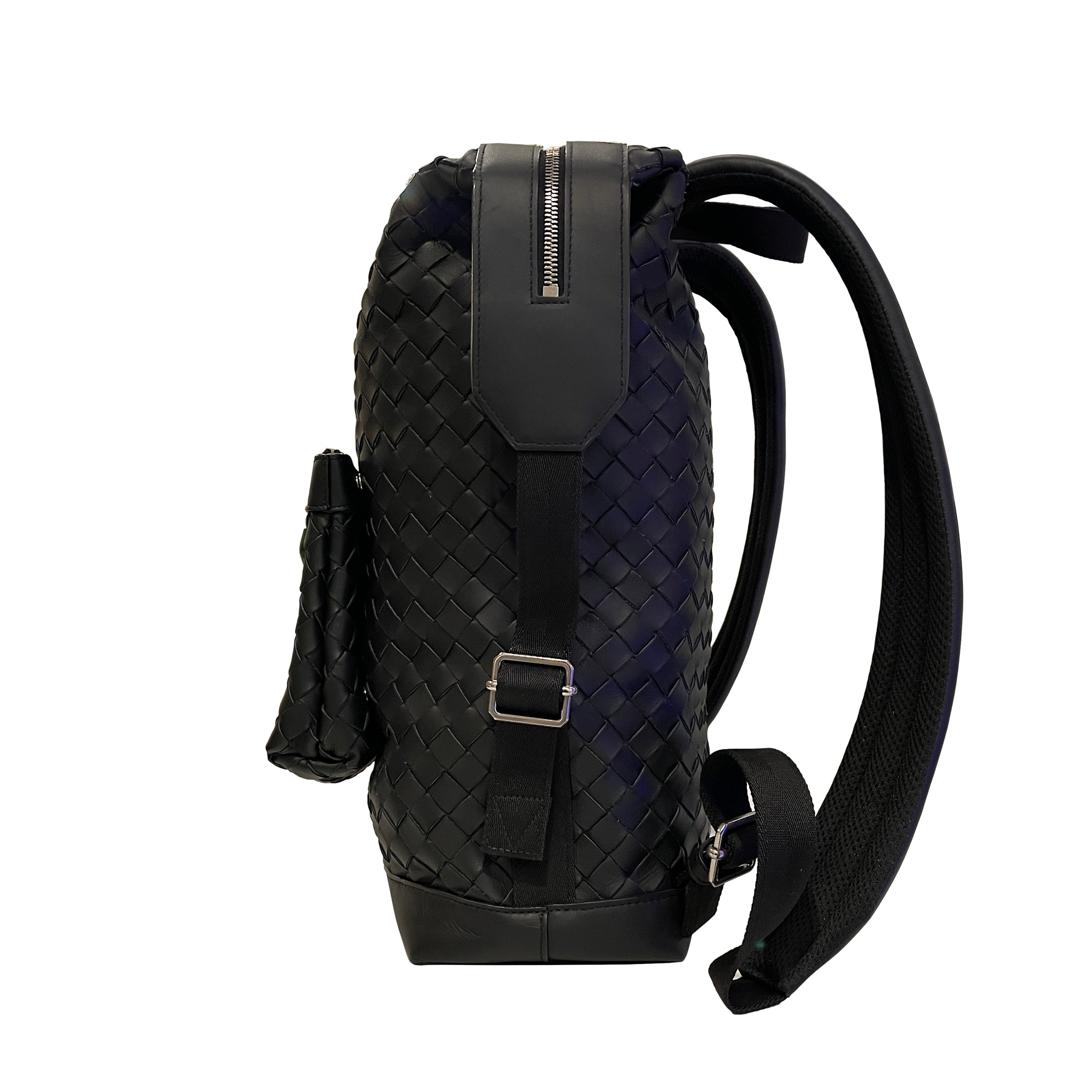 Bottega Veneta Intrecciato Leather Backpack with Detachable Pouch