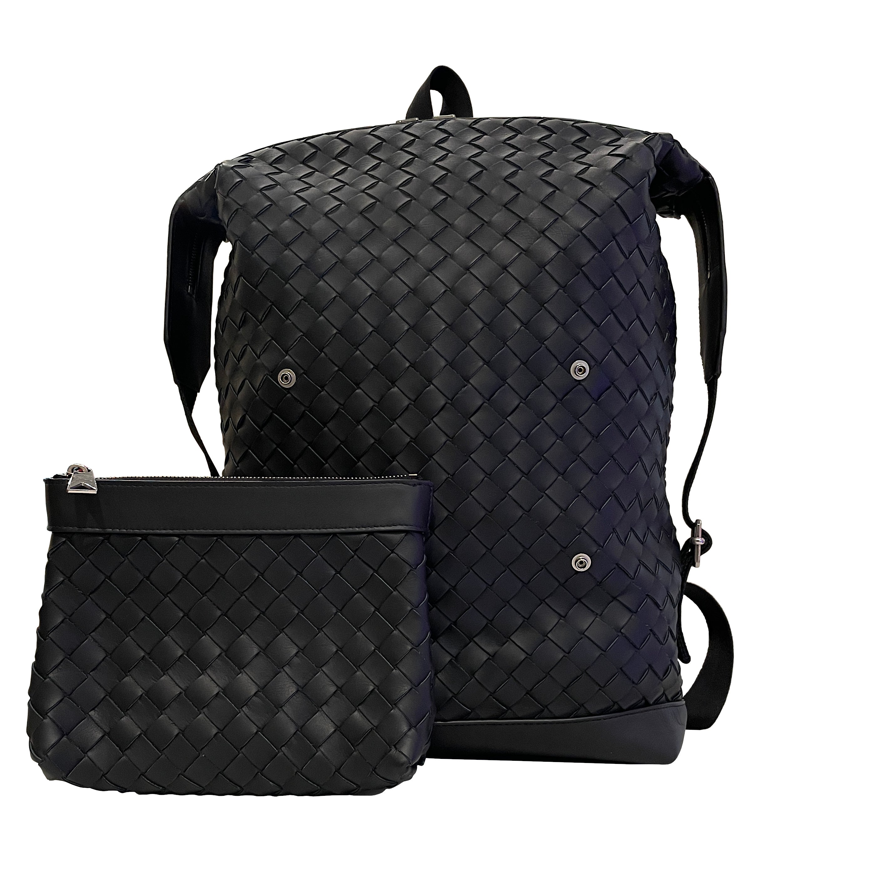 Bottega Veneta Intrecciato Leather Backpack with Detachable Pouch