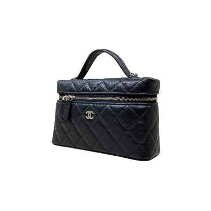 Chanel Vanity Case in Caviar Grained Calfskin & Gold-Tone Metal with Chain