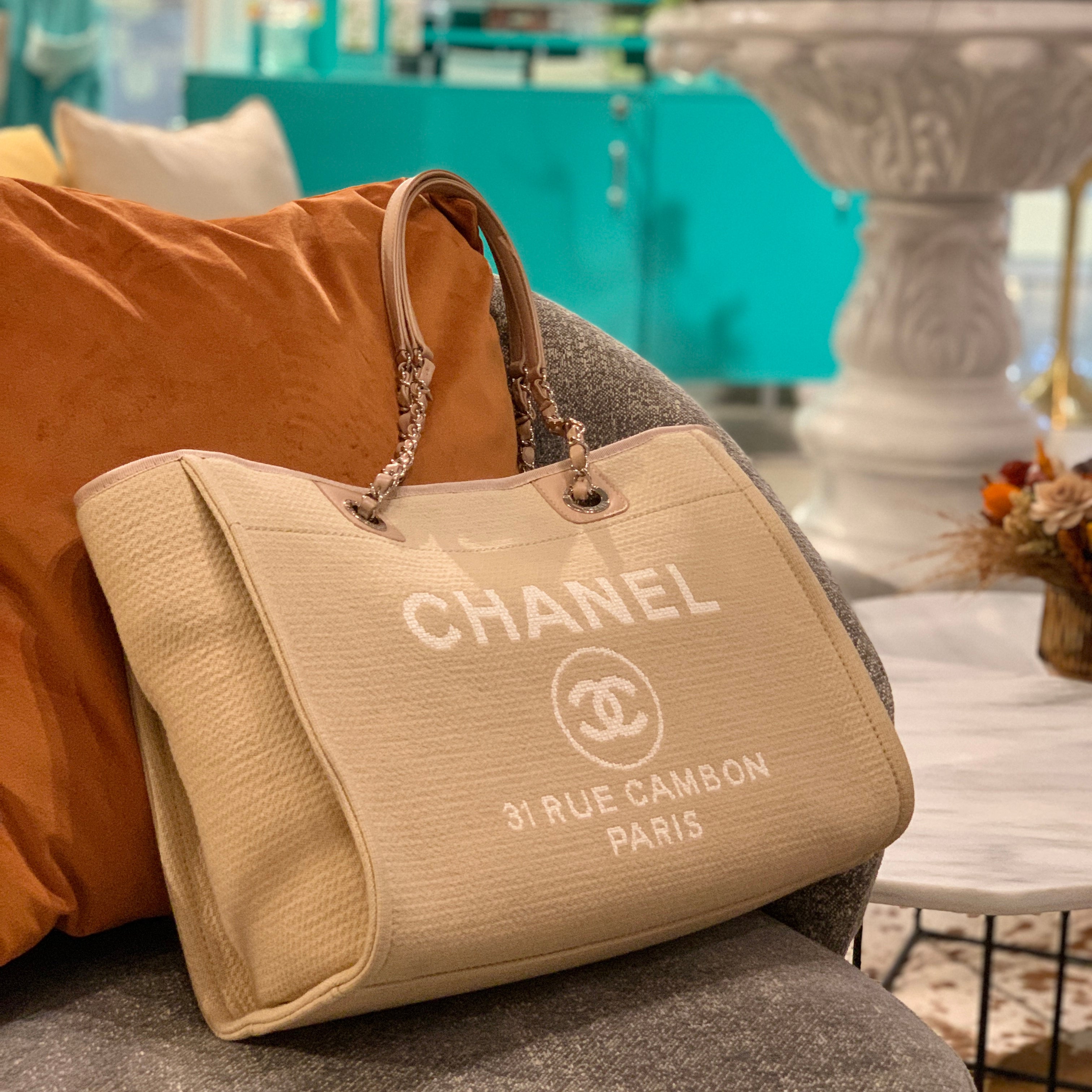 Chanel Deauville Canvas Tote Bag