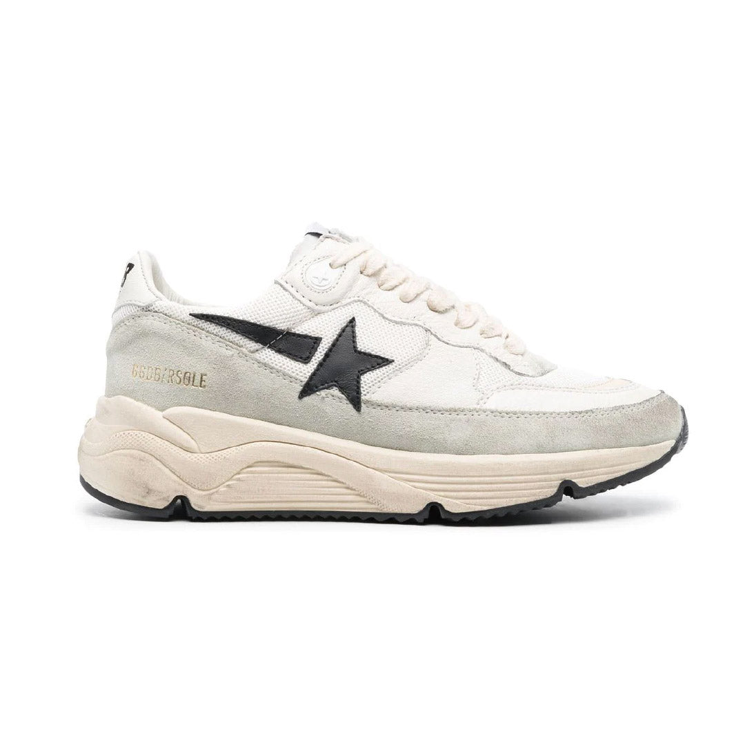 GGDB Men's Running Sole - White Leather and Mesh / Gray Suede Overlay / Black Leather Star