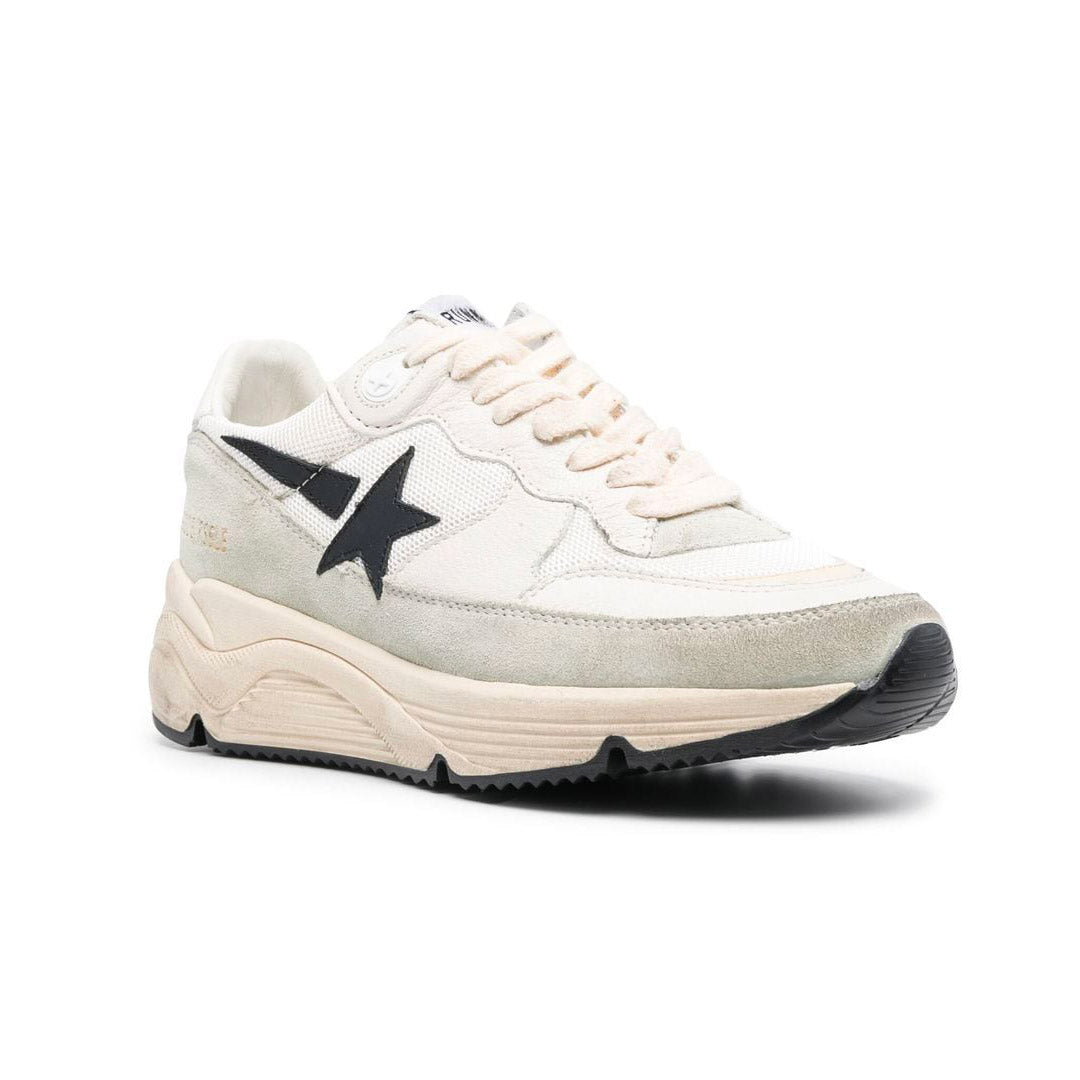 GGDB Men's Running Sole - White Leather and Mesh / Gray Suede Overlay / Black Leather Star