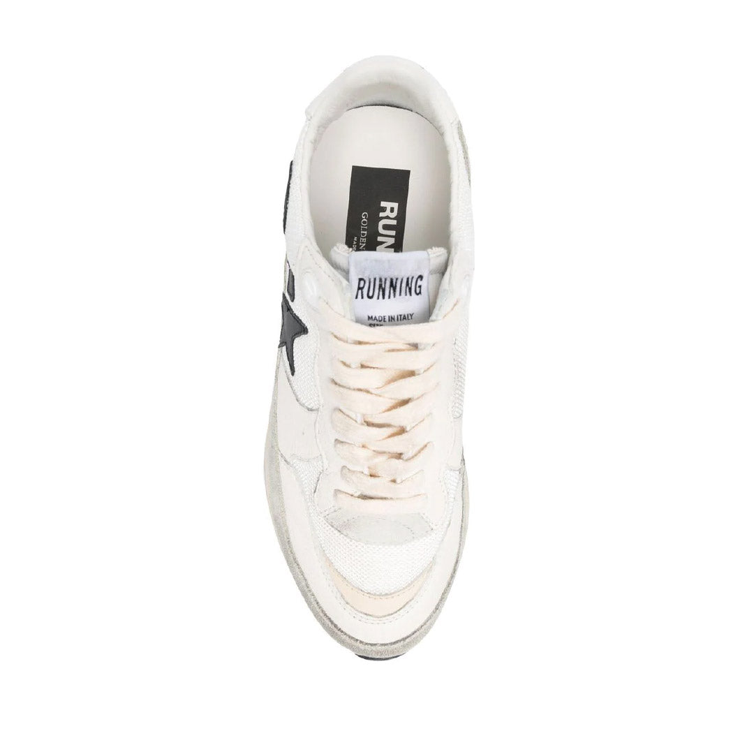 GGDB Men's Running Sole - White Leather and Mesh / Gray Suede Overlay / Black Leather Star