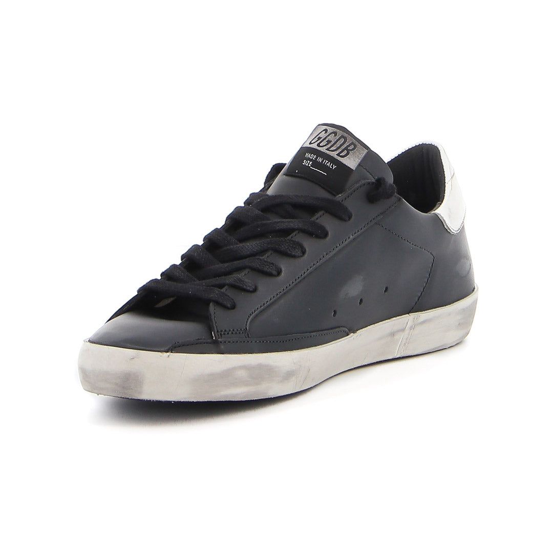 GGDB Men's Super-Star - Black Leather / White Leather Star and Heel Tab / Black Laces