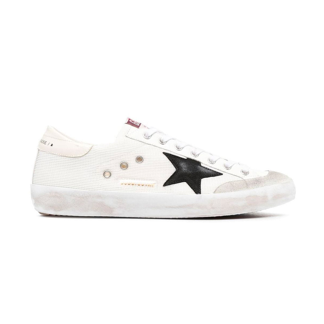GGDB Super-Star Penstar White Net Sneakers with Black Nubuck Leather Star