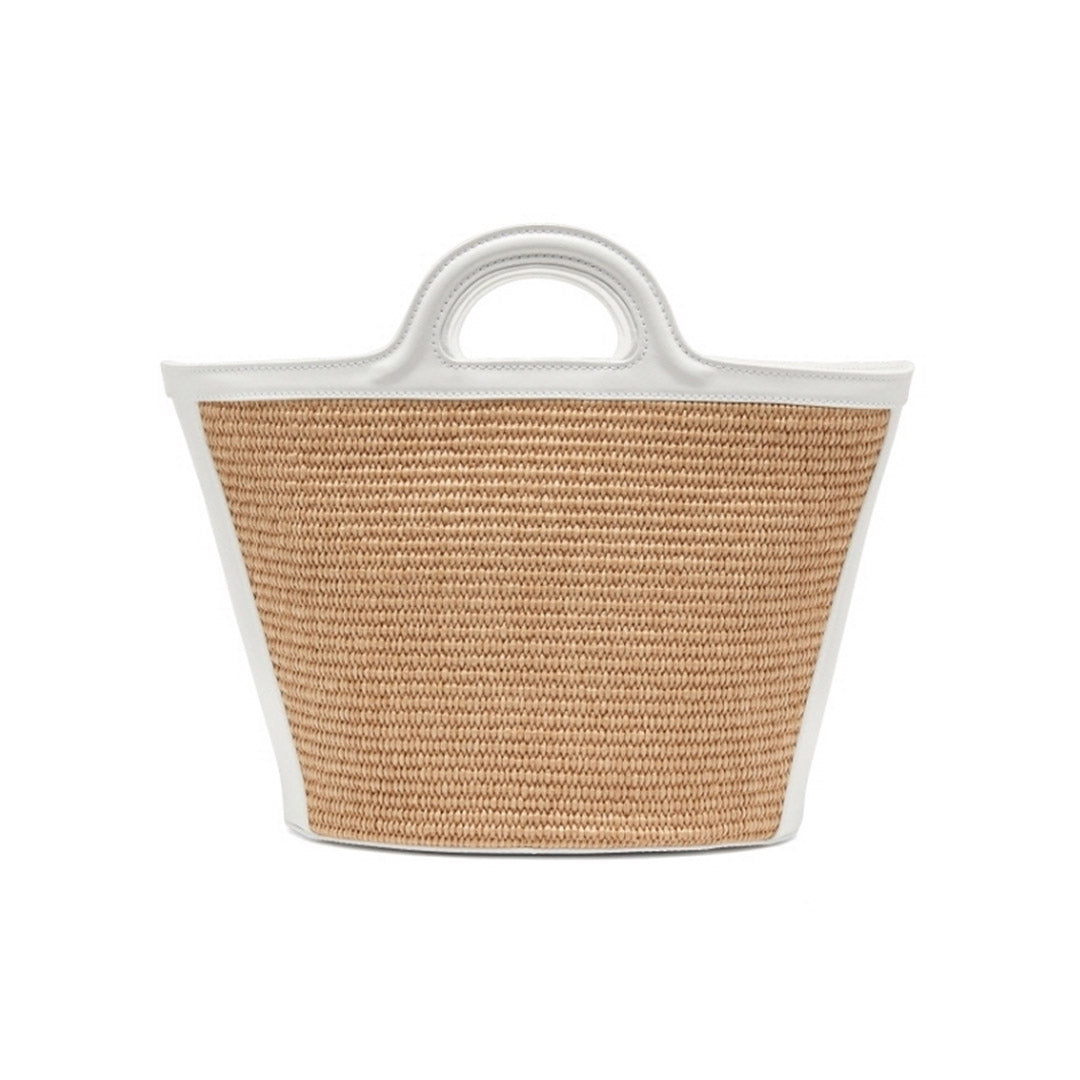 Tropicalia Small Bag in White Leather and Raffia