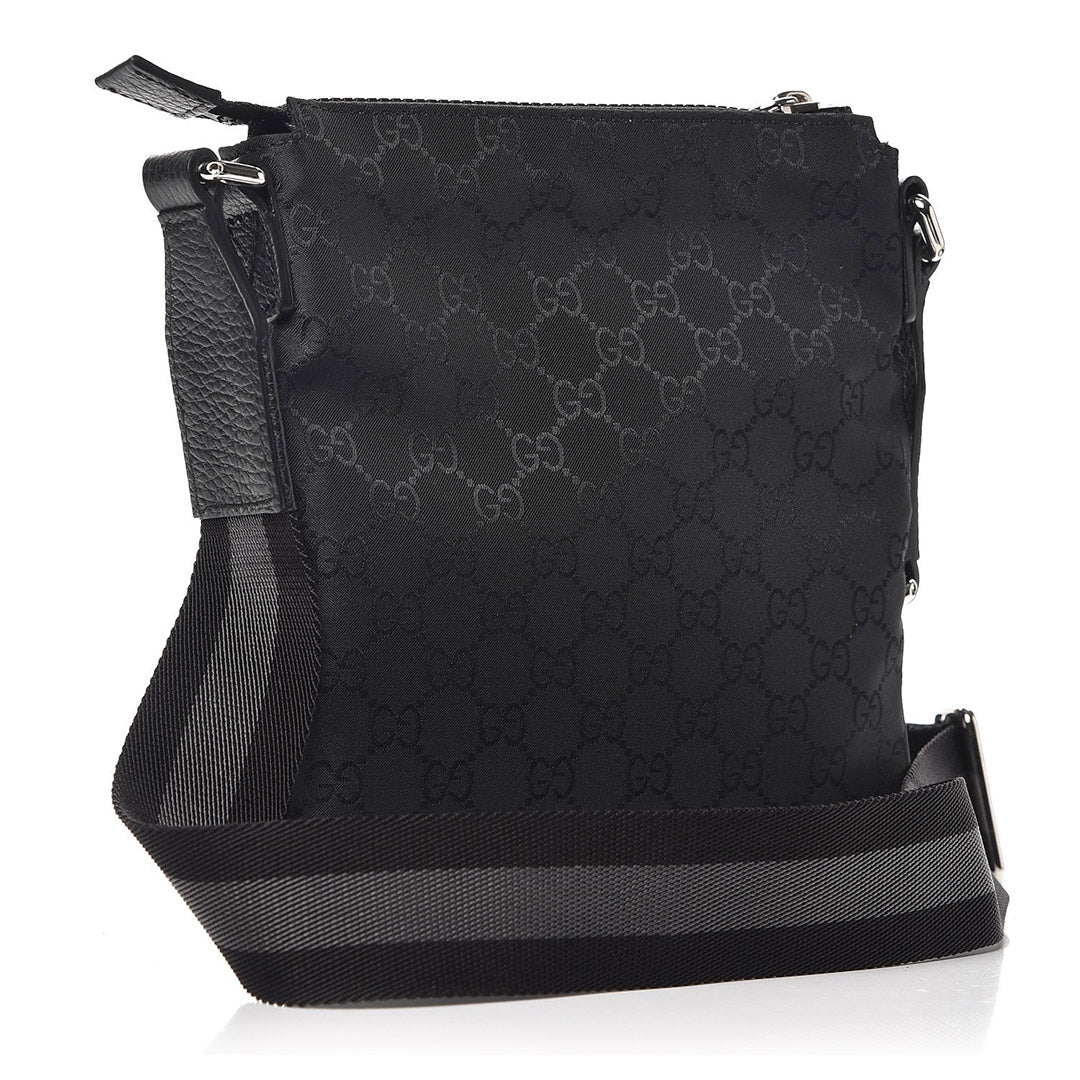 GG Monogram Nylon Small Messenger Bag in Black