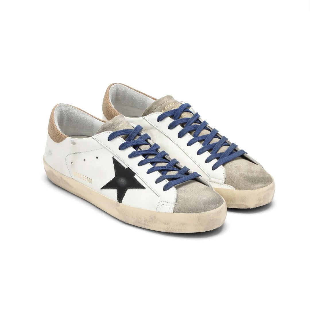 GGDB Super-Star - White Leather, Black Star, Brown Heel Tab