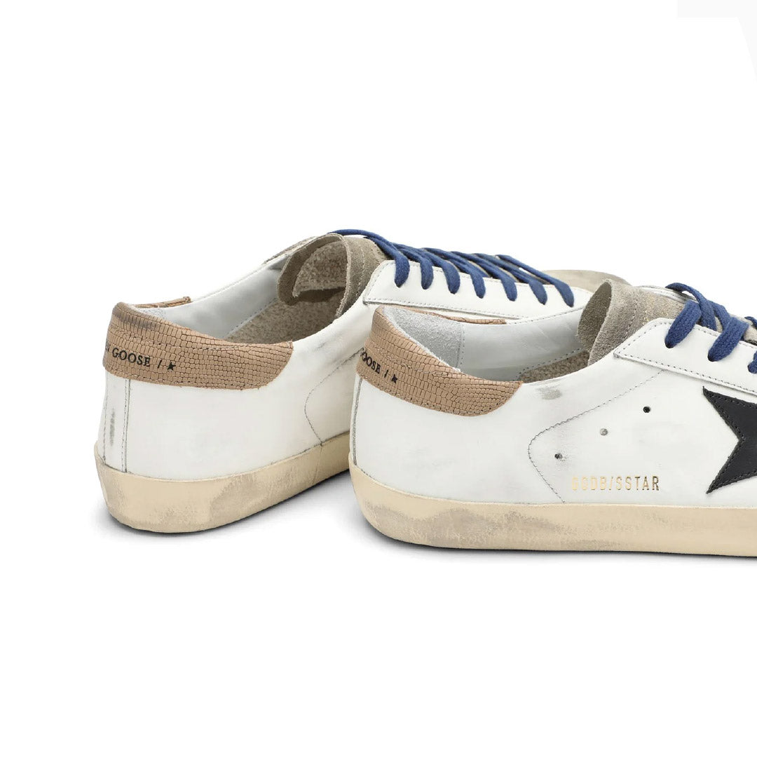 GGDB Super-Star - White Leather, Black Star, Brown Heel Tab